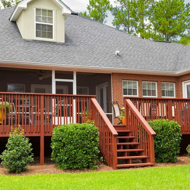 Wood deck with stairs