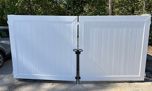 Fence Gates – Dumpster Enclosure-2 White vinyl privacy dumpster enclosure