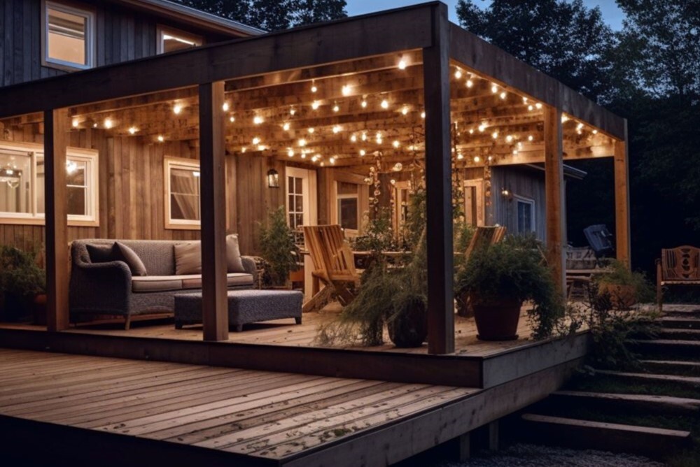 Outdoor Deck with Lights