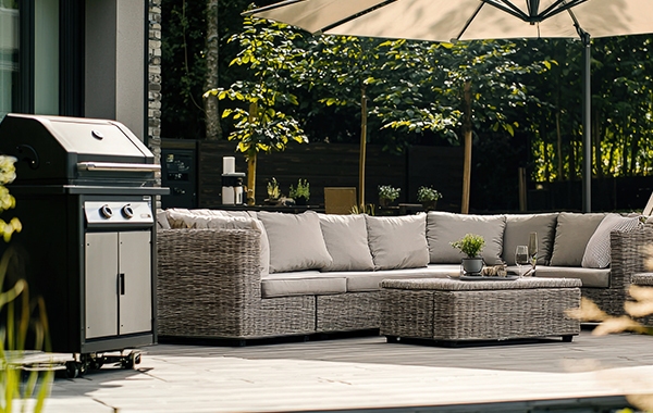 Upgrade your deck Modern deck with furniture and grill