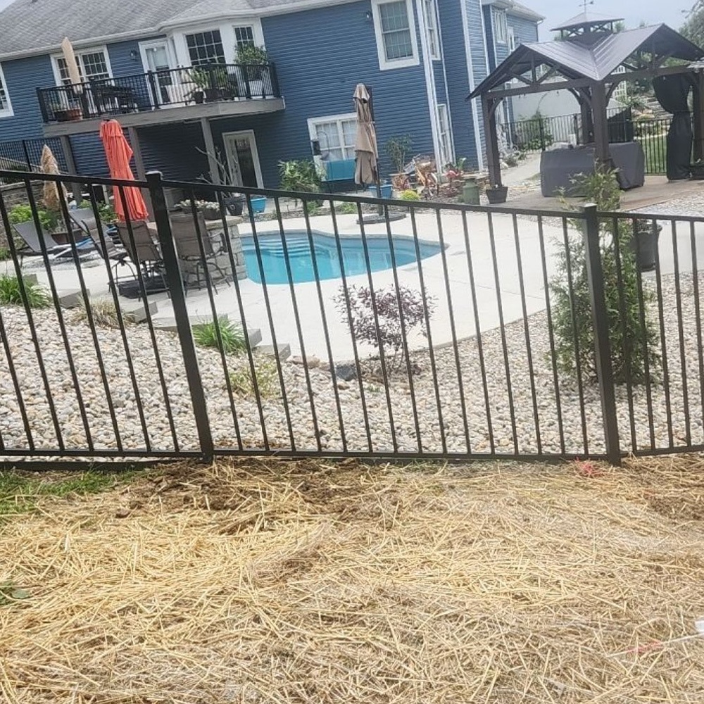 Aluminum fence around pool