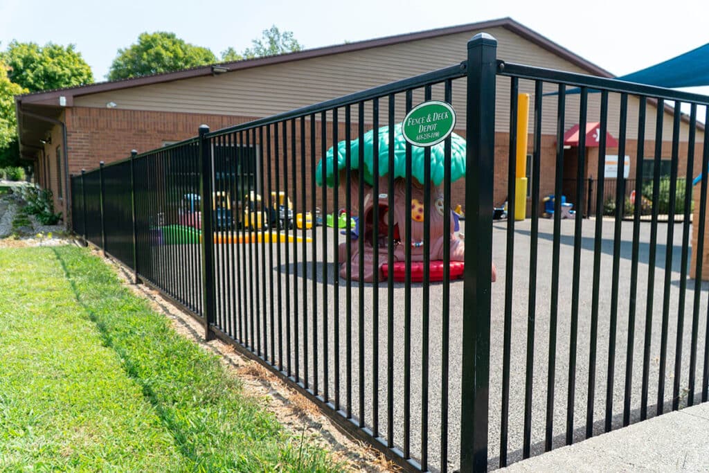 Aluminum fence around playground