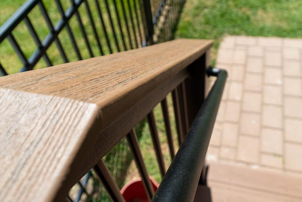 Composite deck railing and aluminum fence