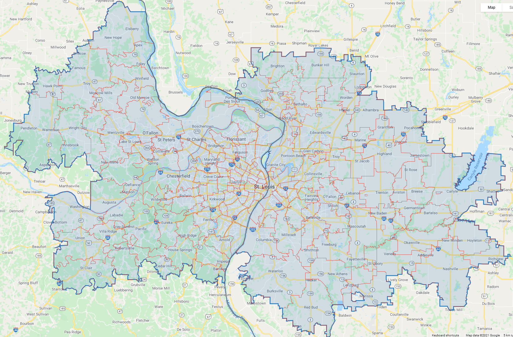 Map of Fence and Deck Depot's sales territory.