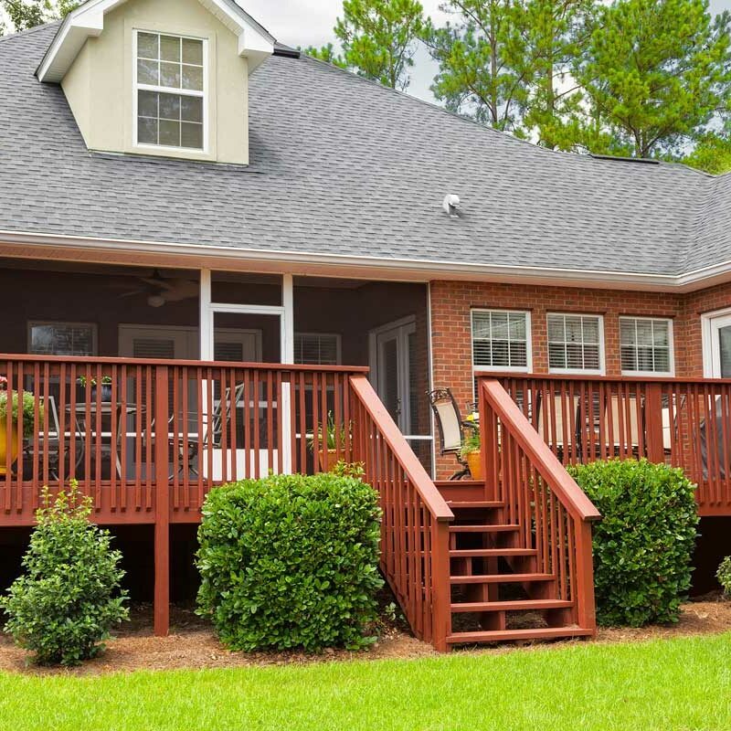 Wood deck with stairs