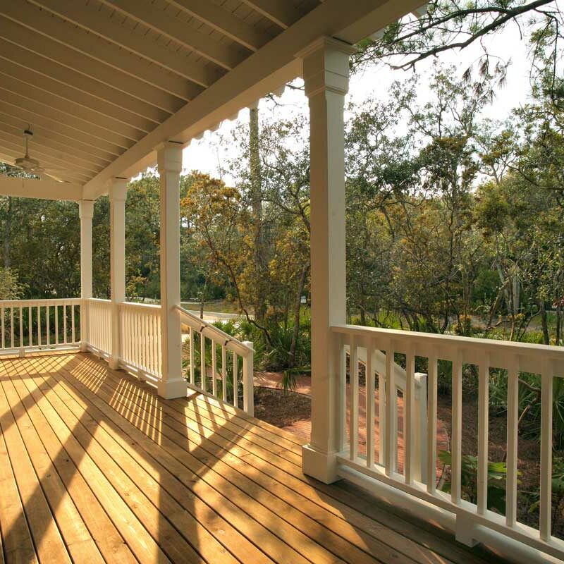 Cedar wood deck with roof