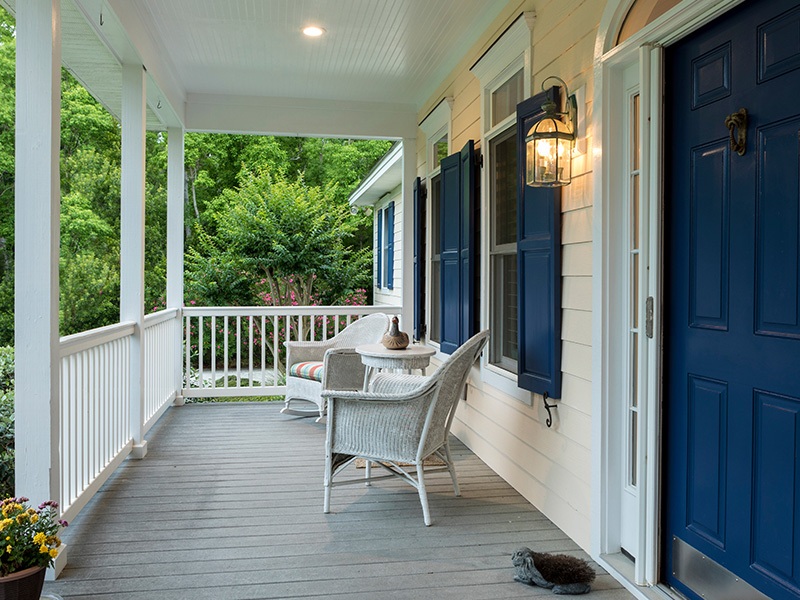 Covered deck with furniture