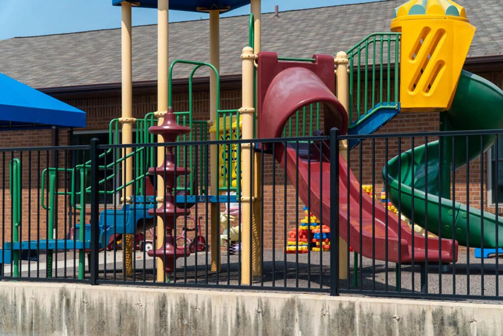 Aluminum fence around playground