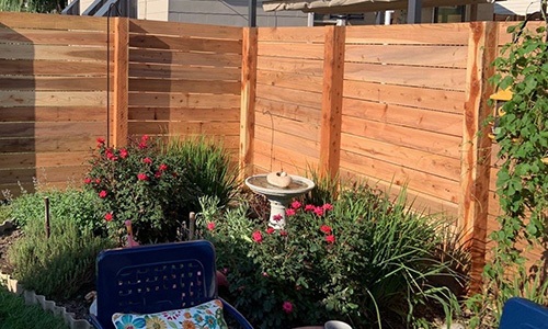 Wood fence around garden