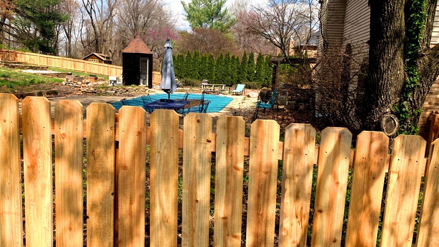 Wood fence around patio