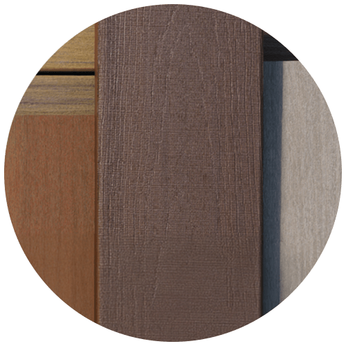 Samples of TimberTech fake wood texture and various colors