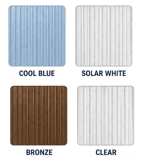 Ribbed Panel Color Options - Cool Blue, Solar White, Bronze, Clear