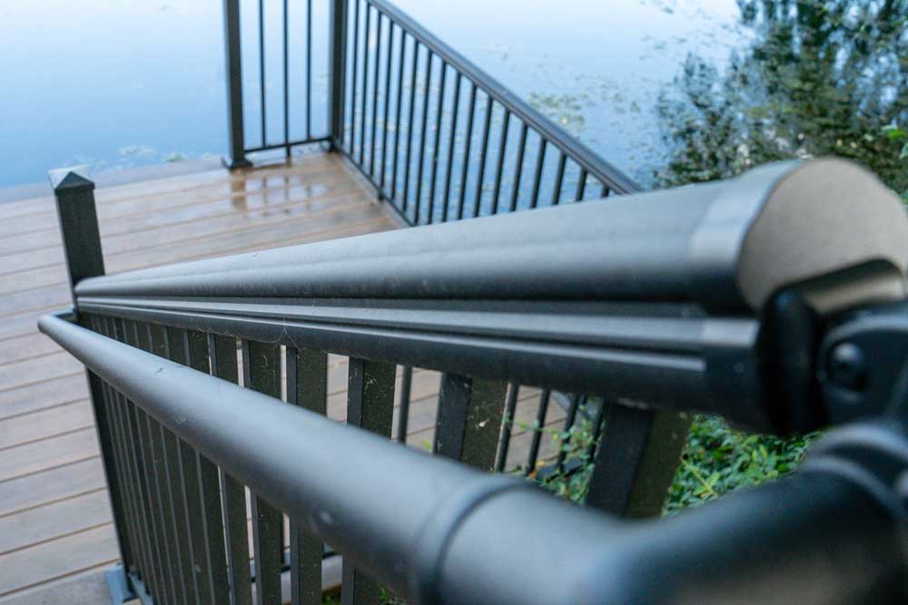 Deck on lake railing