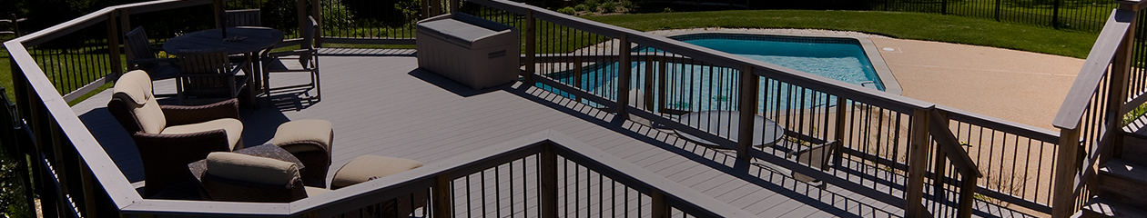 Large deck overlooking pool