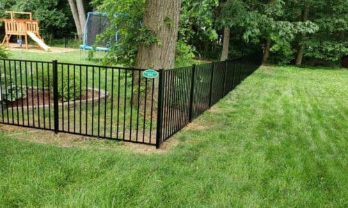 Aluminum fence around playground