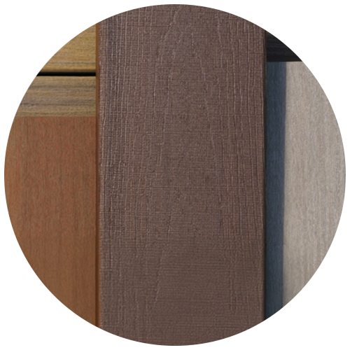 Samples of TimberTech fake wood texture and various colors