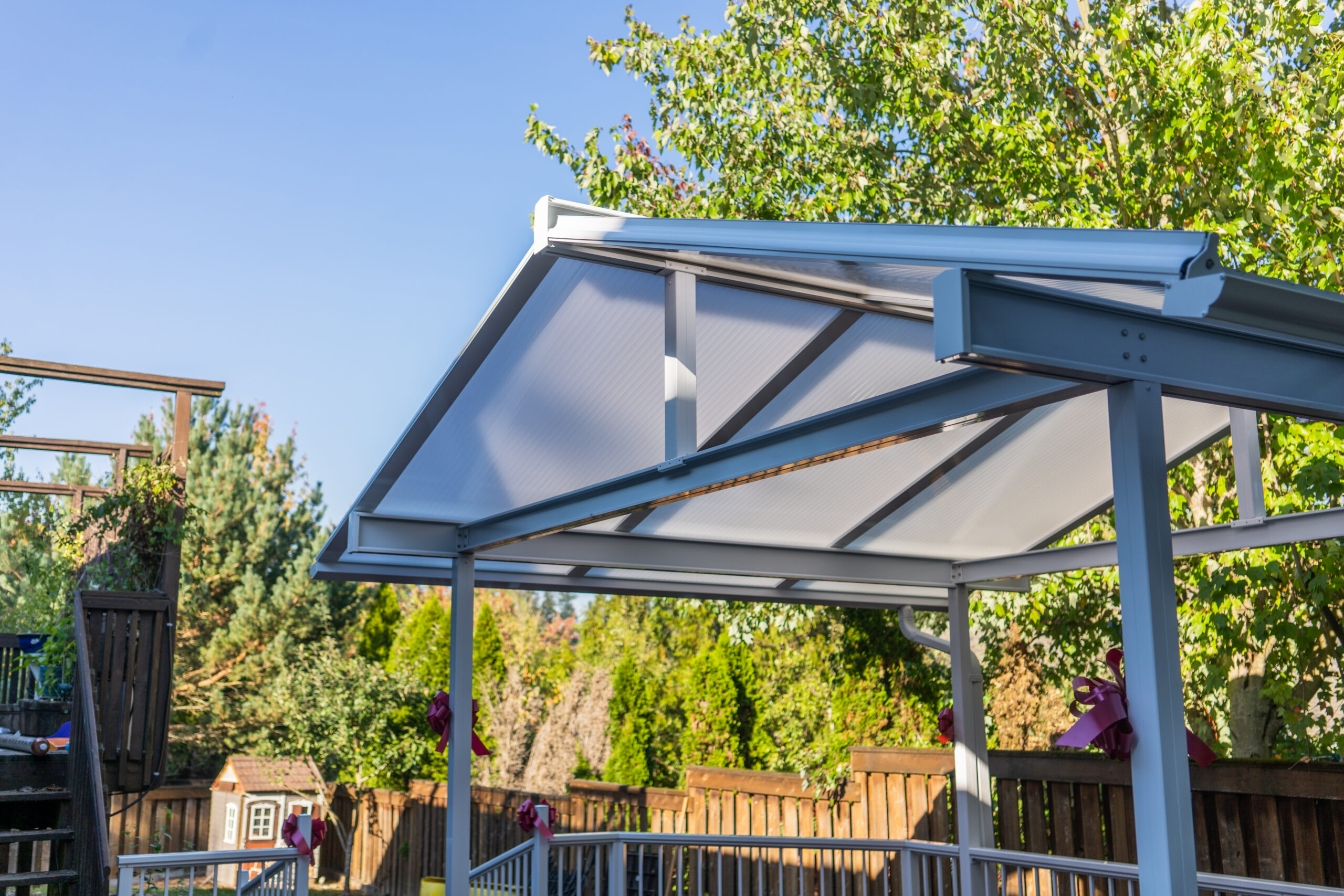 Fence & Deck Depot Gable Patio Cover in White Fence & Deck Depot Gable Patio Cover in White